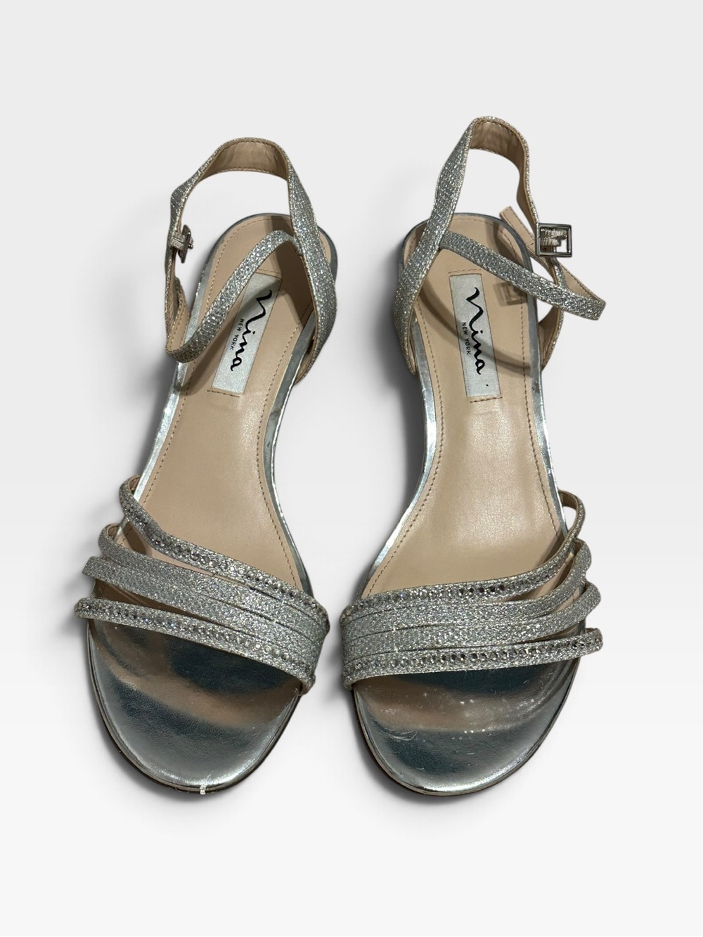 Nina Silver Glitter Strappy Sandals